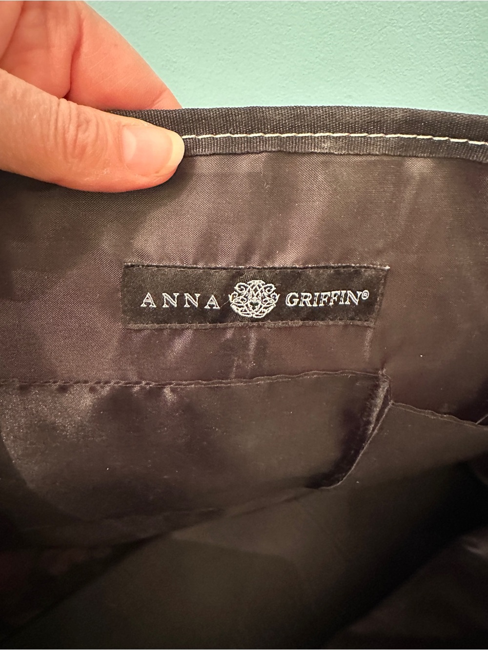 Anna Griffin Black Floral Tote Bag with Pink & Yellow Blooms - Picture 5 of 6